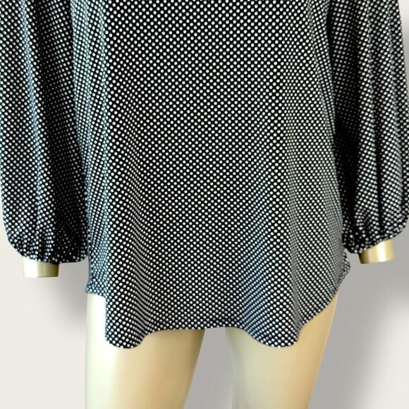 Adrianna Papell Polka Dots 3/4 Sleeve Relax Fit Top Blouse Size L Black & White - Picture 5 of 13